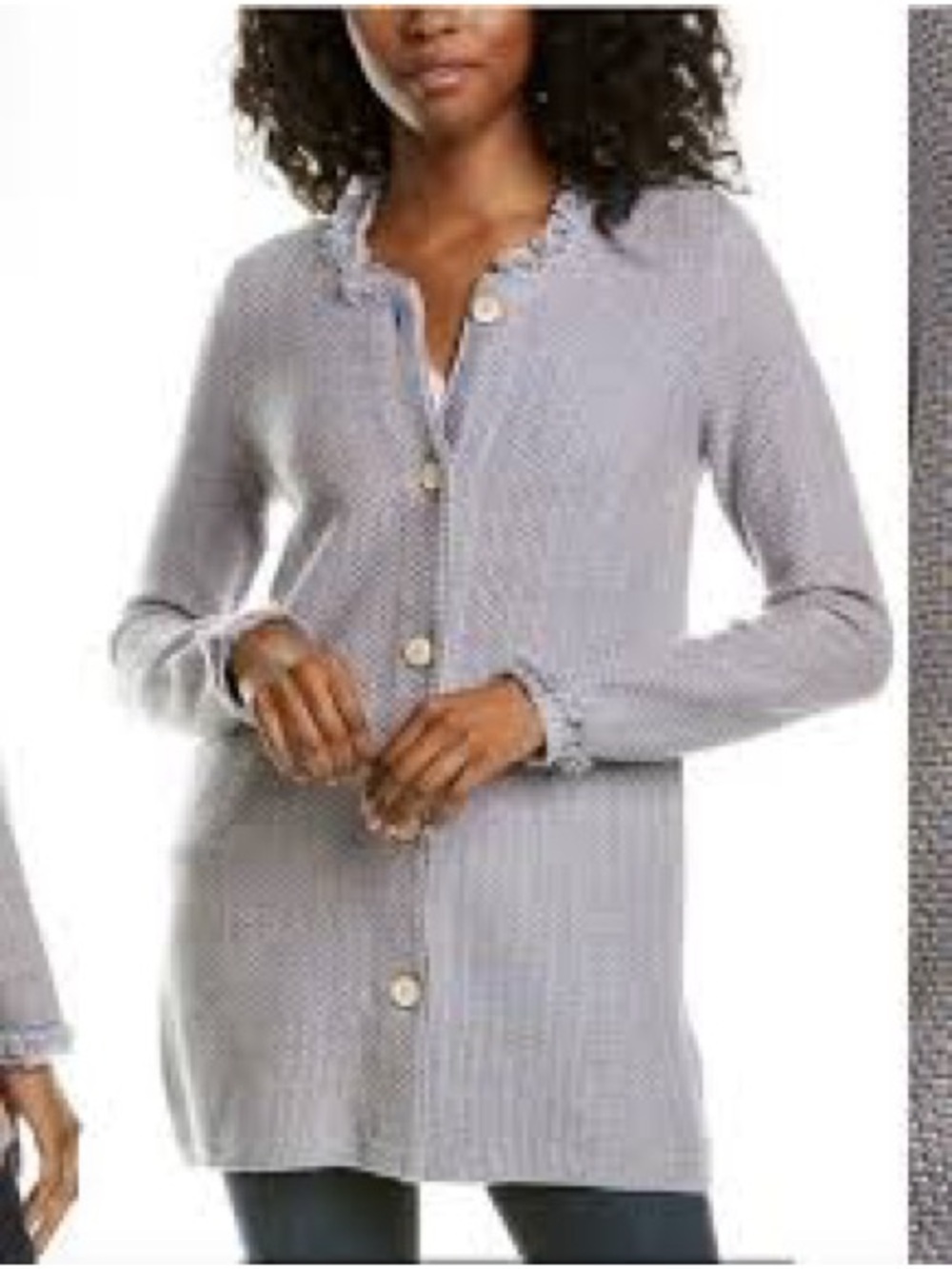 J. McLaughlin Woven Gray Knit Sweater